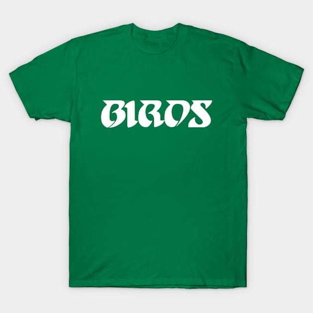 Birds, Retro Script - Green T-Shirt by KFig21